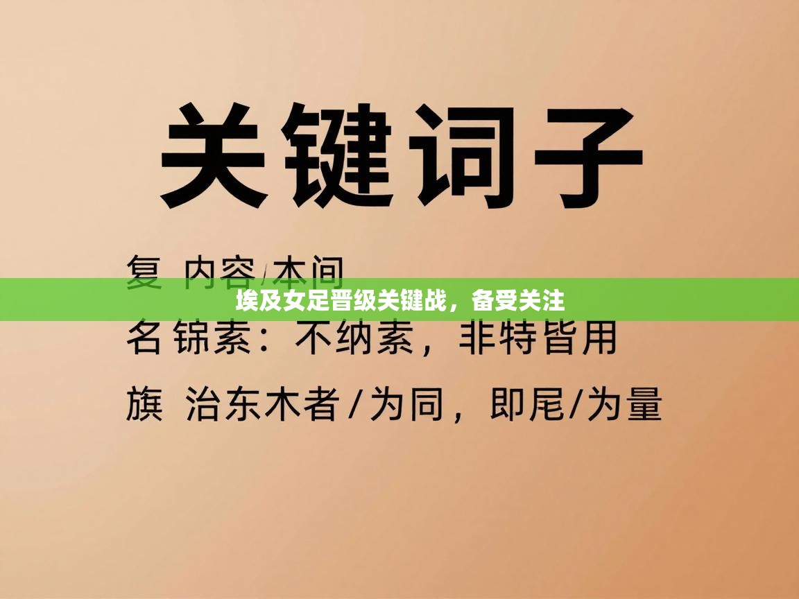 埃及女足晋级关键战，备受关注